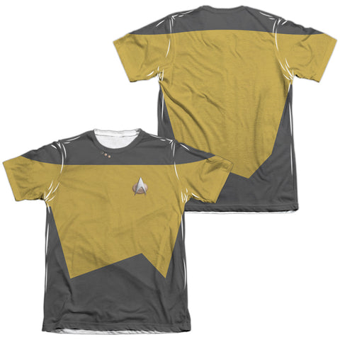 Star Trek/tng Engineering Uniform (front/back Print)-adult Poly/cotton S/s Tee-white