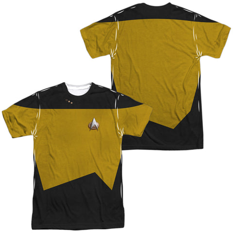 Star Trek/tng Engineering Uniform (front/back Print)-s/s Adult Poly Crew-white