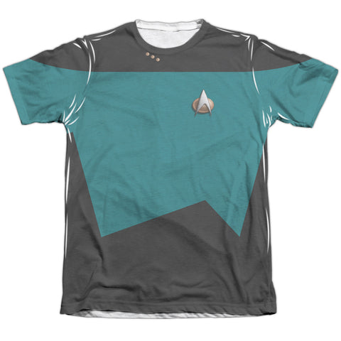 Star Trek/tng Science Uniform-adult Poly/cotton S/s Tee-white