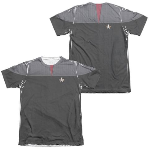 Star Trek/tng Movie Command Uniform (front/back Print)-adult Poly/cotton S/s Tee-white