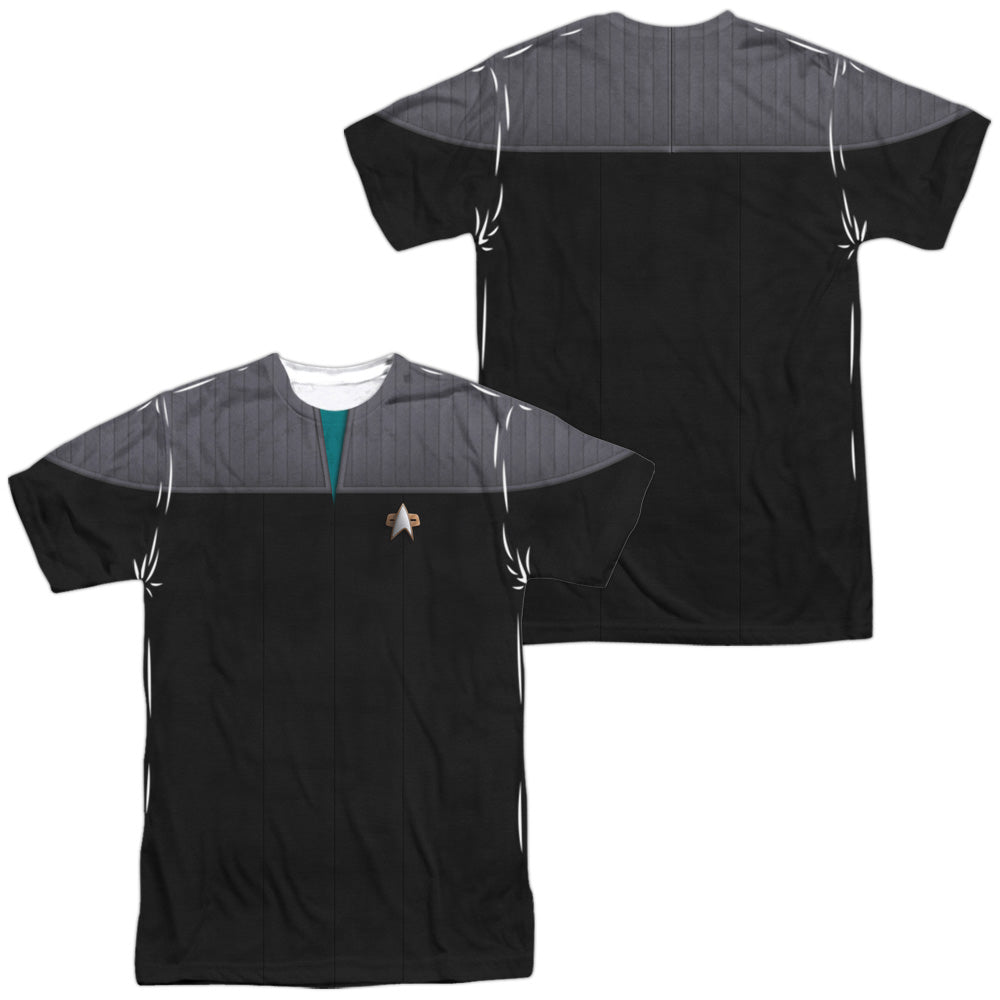Star Trek/tng Movie Science Uniform (front/back Print)-s/s Adult Poly Crew-white