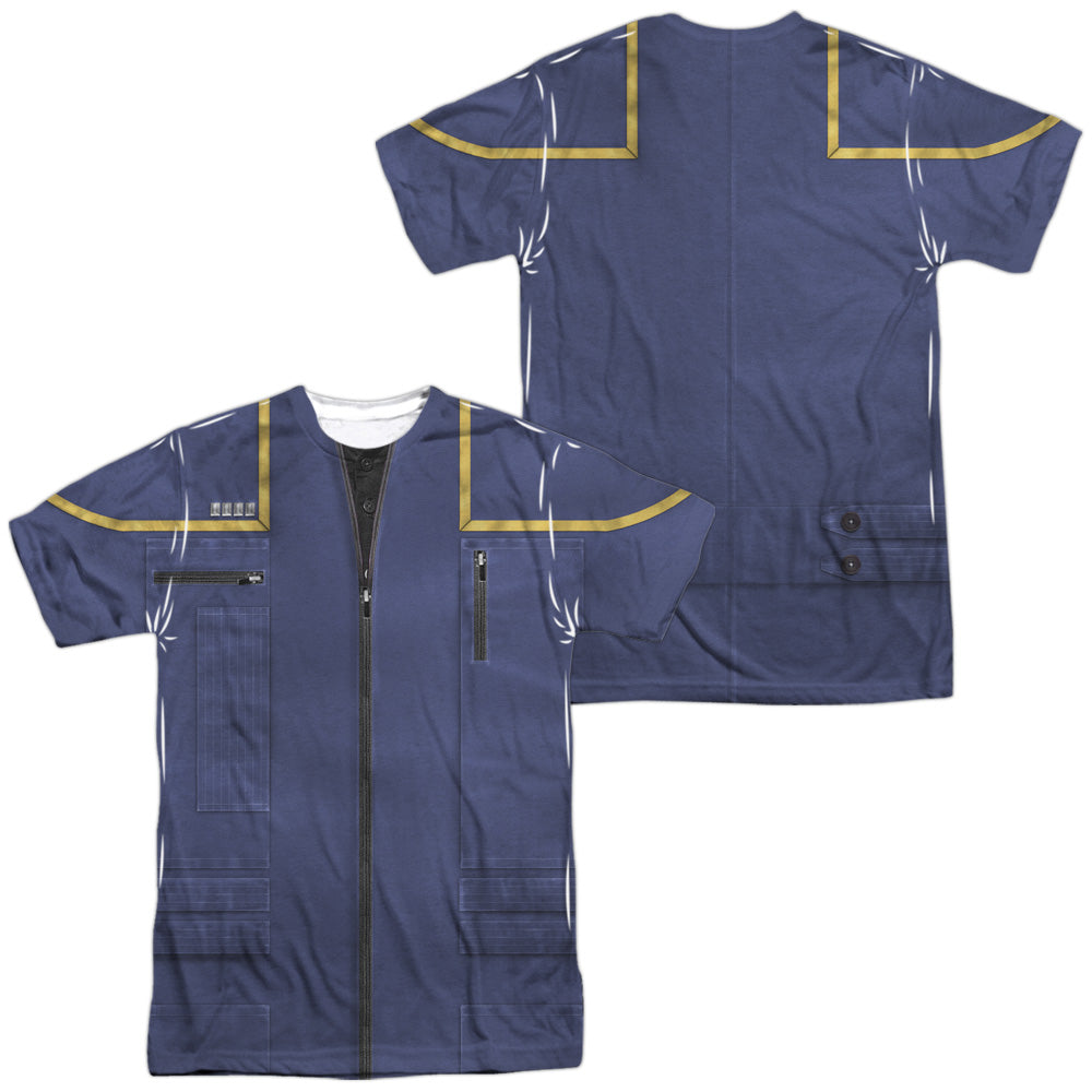Star Trek/enterprise Command Uniform (front/back Print)-s/s Adult Poly Crew-white