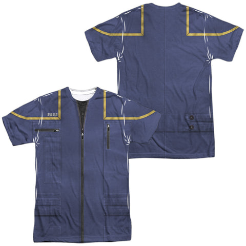 Star Trek/enterprise Command Uniform (front/back Print)-s/s Adult Poly Crew-white
