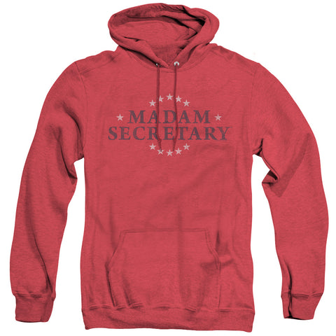 Madam Secretary/distress Logo-adult Heather Hoodie-red