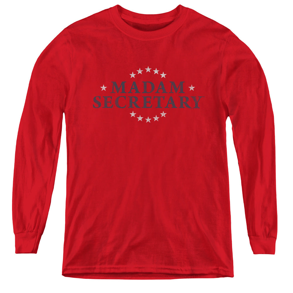 Madam Secretary/distress Logo-youth Long Sleeve Tee-red