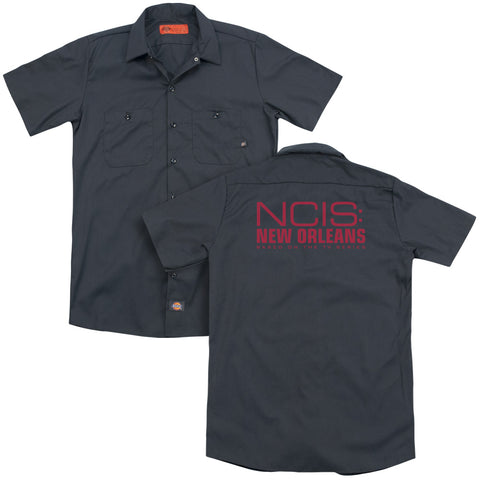 Ncis:new Orleans/logo(back Print) - Adult Work Shirt - Charcoal