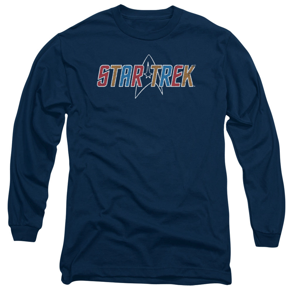 Star Trek/multi Colored Logo-l/s Adult 18/1-navy