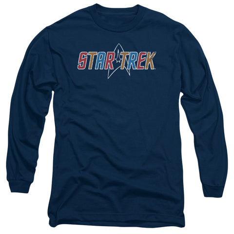 Star Trek/multi Colored Logo-l/s Adult 18/1-navy