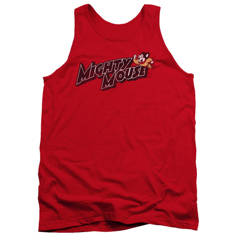 Mighty Mouse/might Logo-adult Tank-red