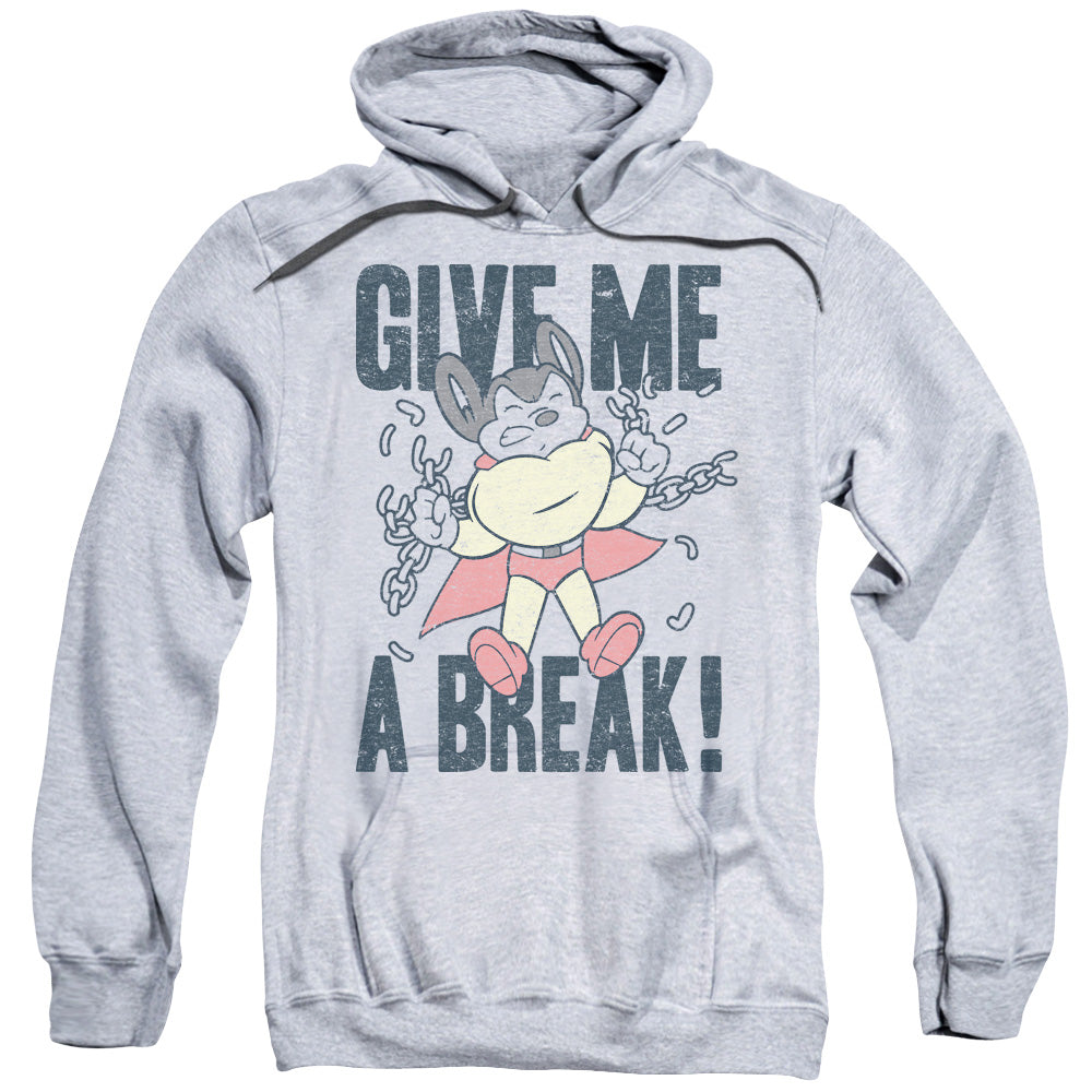 Mighty Mouse/give Me A Break-adult Pull-over Hoodie-athletic Heather