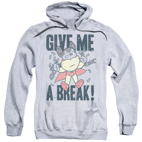 Mighty Mouse/give Me A Break-adult Pull-over Hoodie-athletic Heather