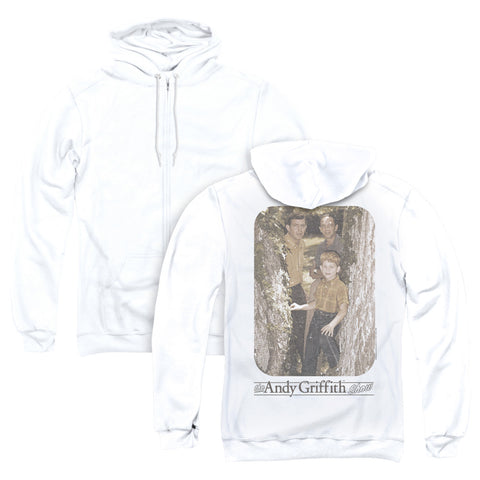 Andy Griffith/tree Photo (back Print) - Adult Zipper Hoodie-white