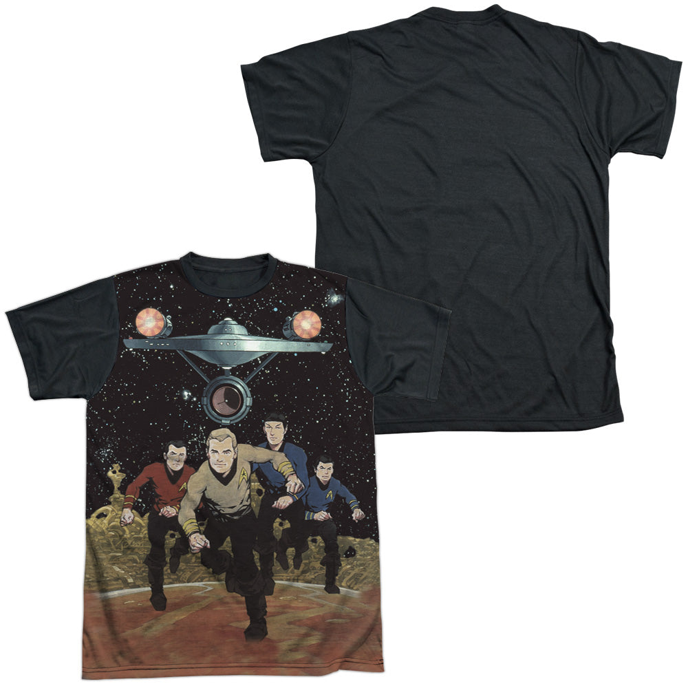 Star Trek/running-s/s Adult White Front Black Back  -white