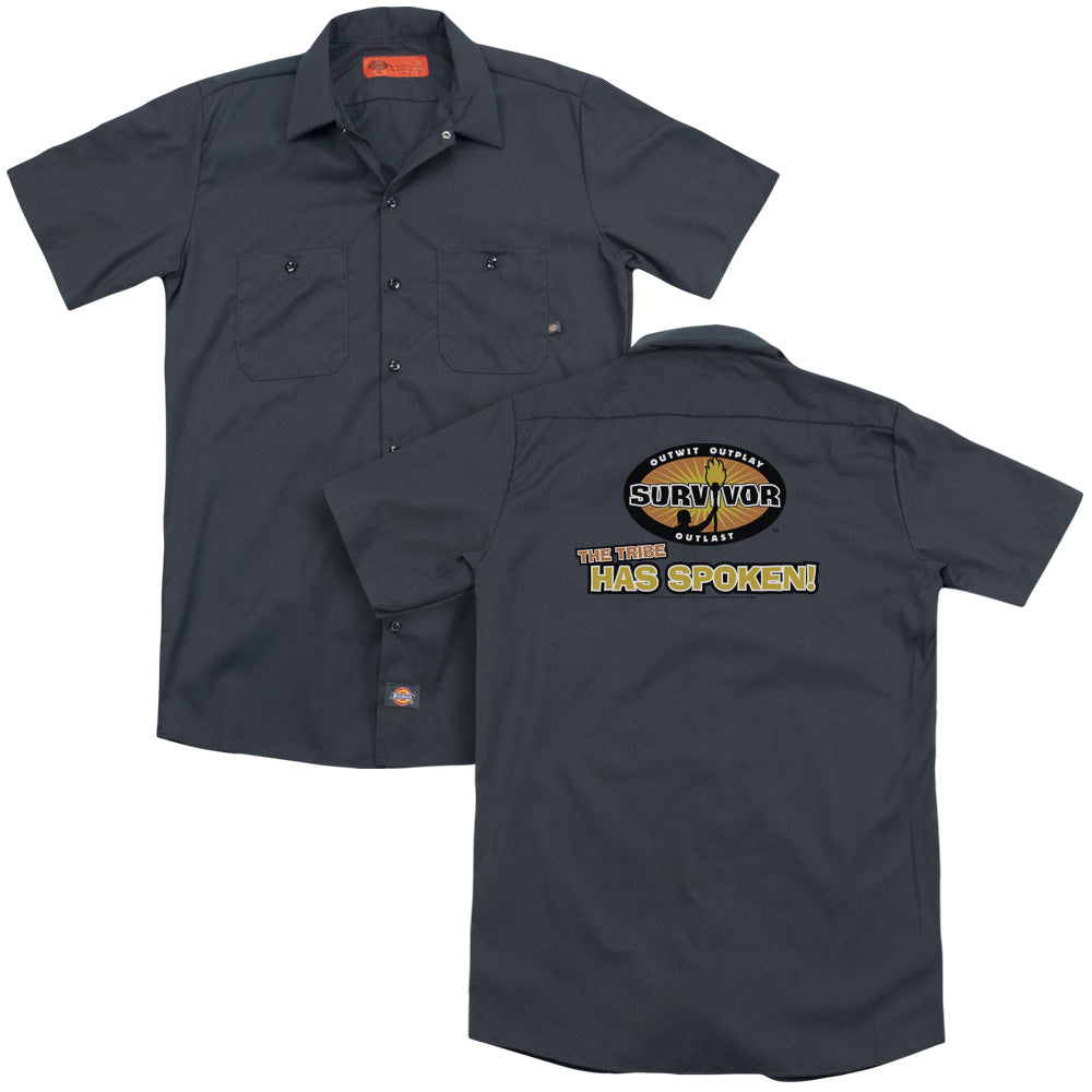 Survivor/tribe Has Spoken (back Print) - Adult Work Shirt - Charcoal