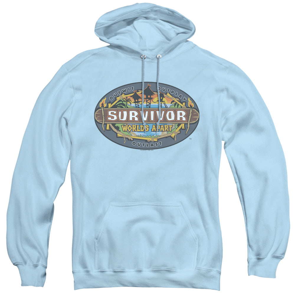 Survivor/worlds Apart Logo-adult Pull-over Hoodie-light Blue