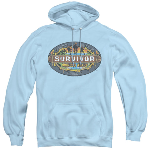 Survivor/worlds Apart Logo-adult Pull-over Hoodie-light Blue