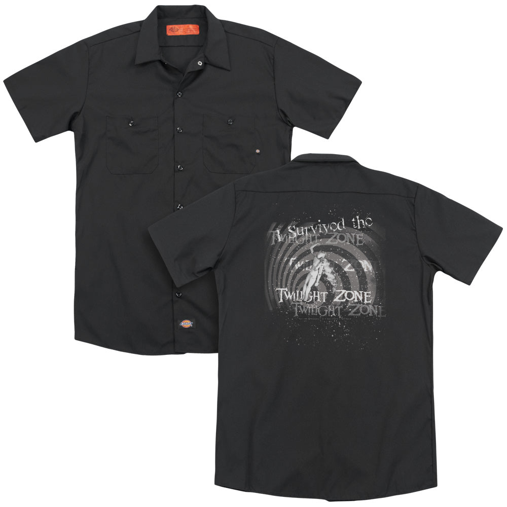 Twilight Zone/i Survived (back Print) - Adult Work Shirt - Black