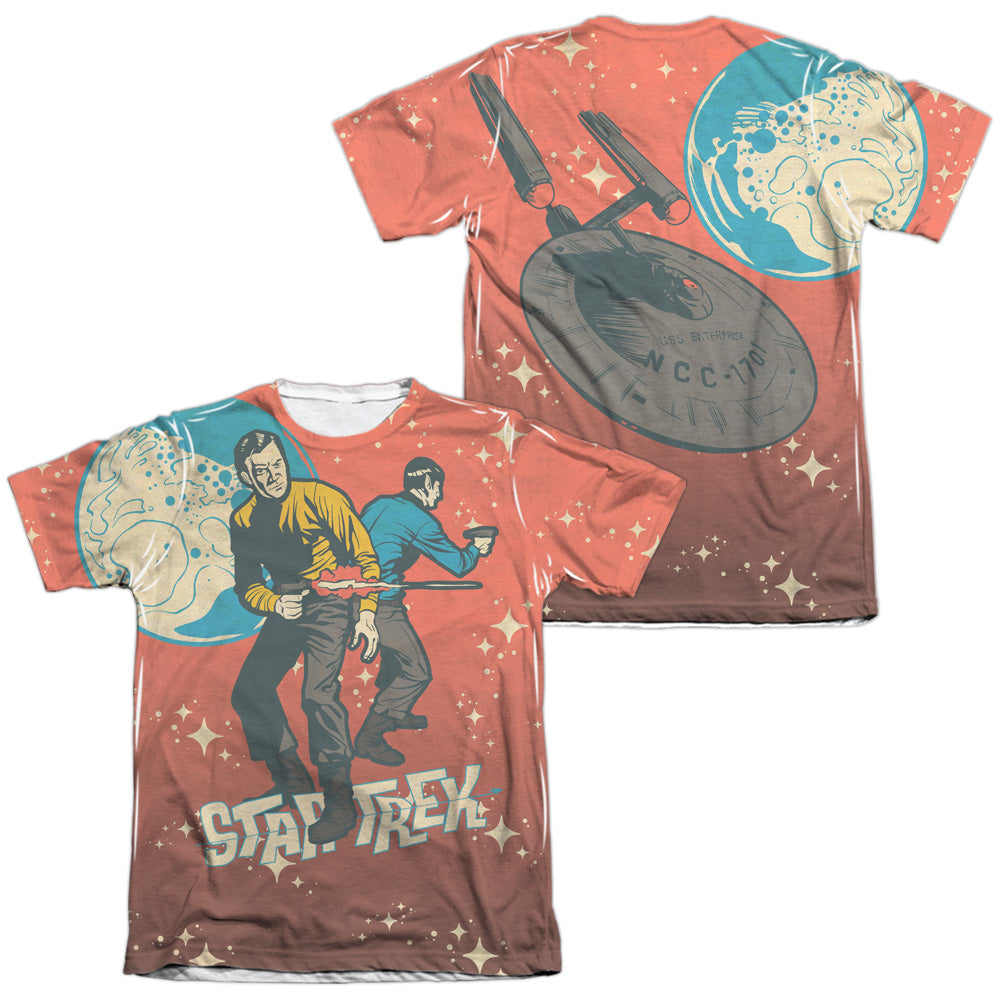 Star Trek/teamwork (front/back Print)-adult Poly/cotton S/s Tee-white