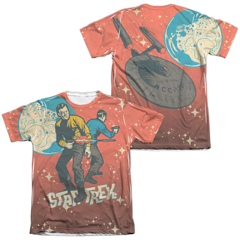 Star Trek/teamwork (front/back Print)-adult Poly/cotton S/s Tee-white