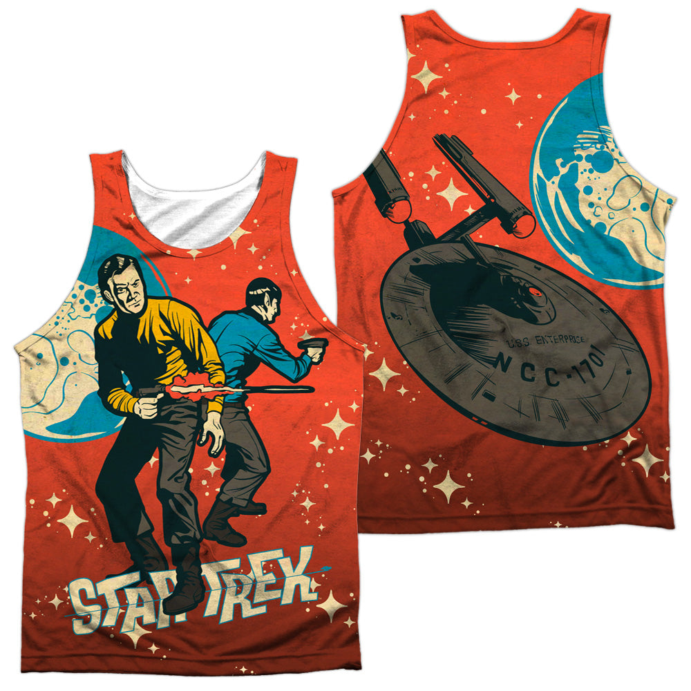 Star Trek/teamwork (front/back Print)-adult Poly Tank Top-white