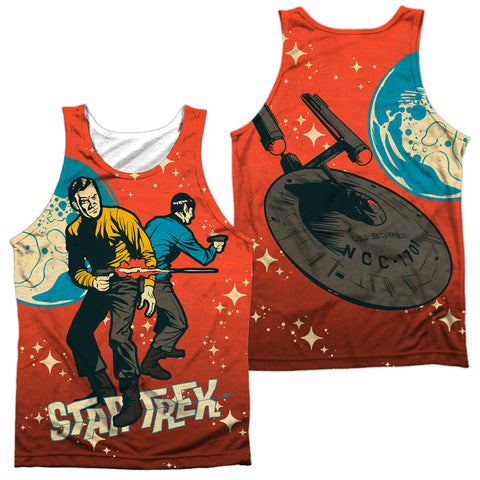 Star Trek/teamwork (front/back Print)-adult Poly Tank Top-white