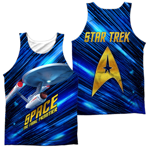 Star Trek/space Frontier (front/back Print)-adult Poly Tank Top-white