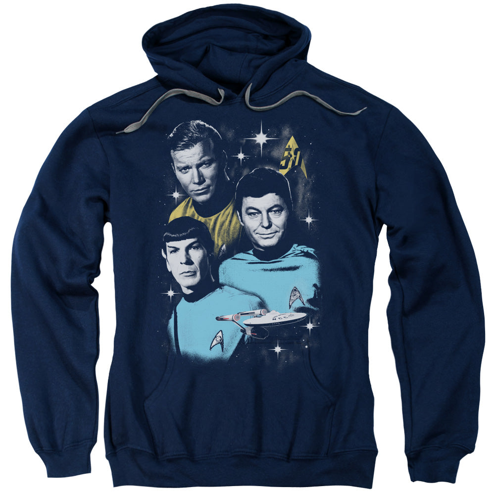 Star Trek/all Star Crew-adult Pull-over Hoodie-navy