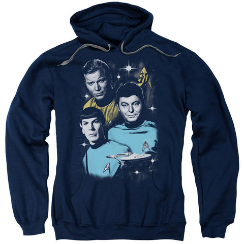 Star Trek/all Star Crew-adult Pull-over Hoodie-navy