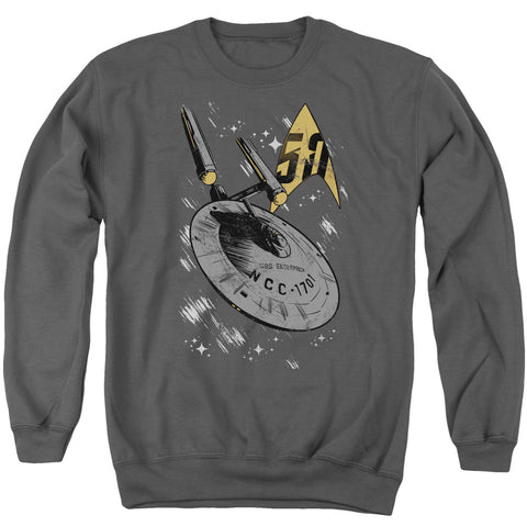 Star Trek/enterprise Dash-adult Crewneck Sweatshirt-charcoal