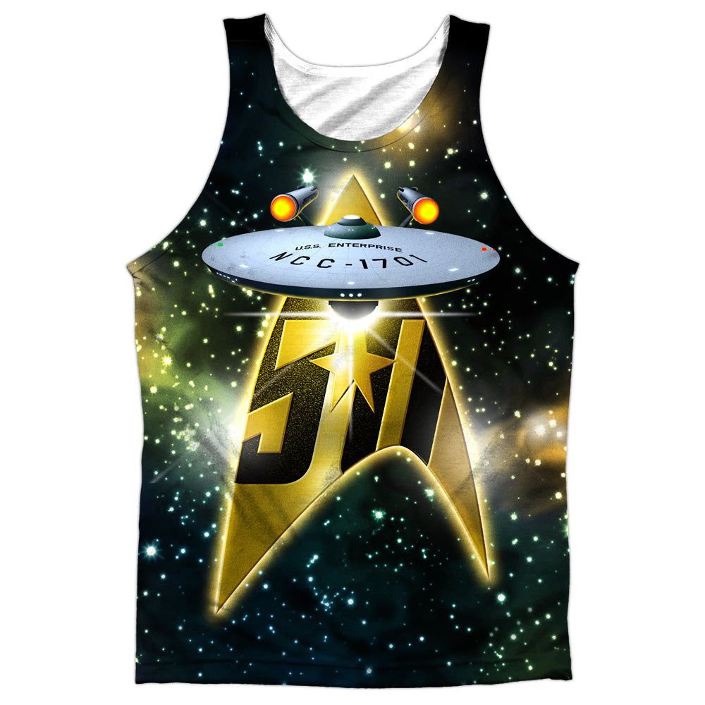 Star Trek/50th Ship-adult Poly Tank Top-white