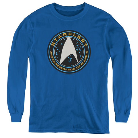 Star Trek Beyond/starfleet Patch-youth Long Sleeve Tee-royal Blue