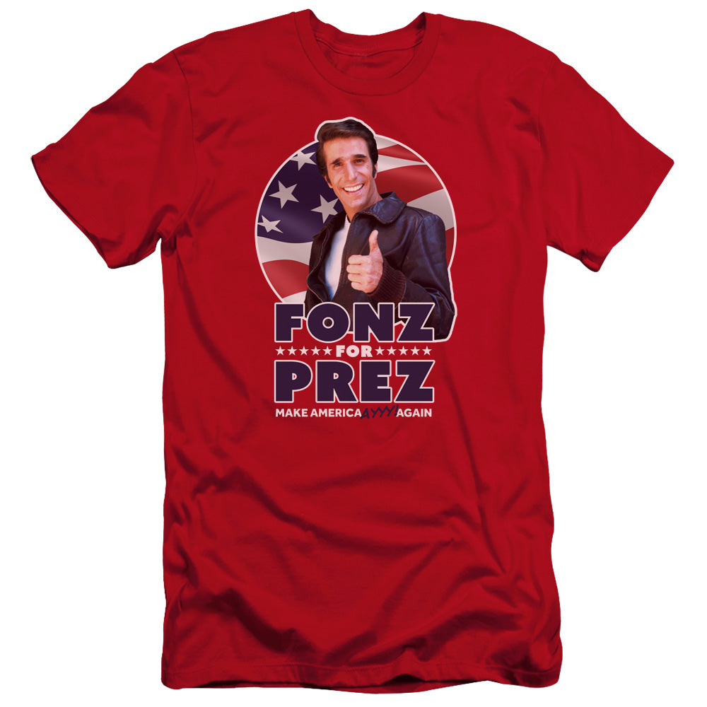 Happy Days/fonz For Prez-premuim Canvas Adult Slim Fit 30/1-red