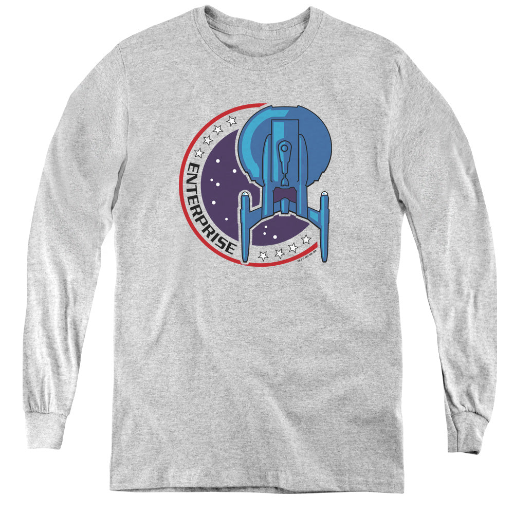Star Trek/enterprise Patch-youth Long Sleeve Tee-athletic Heather
