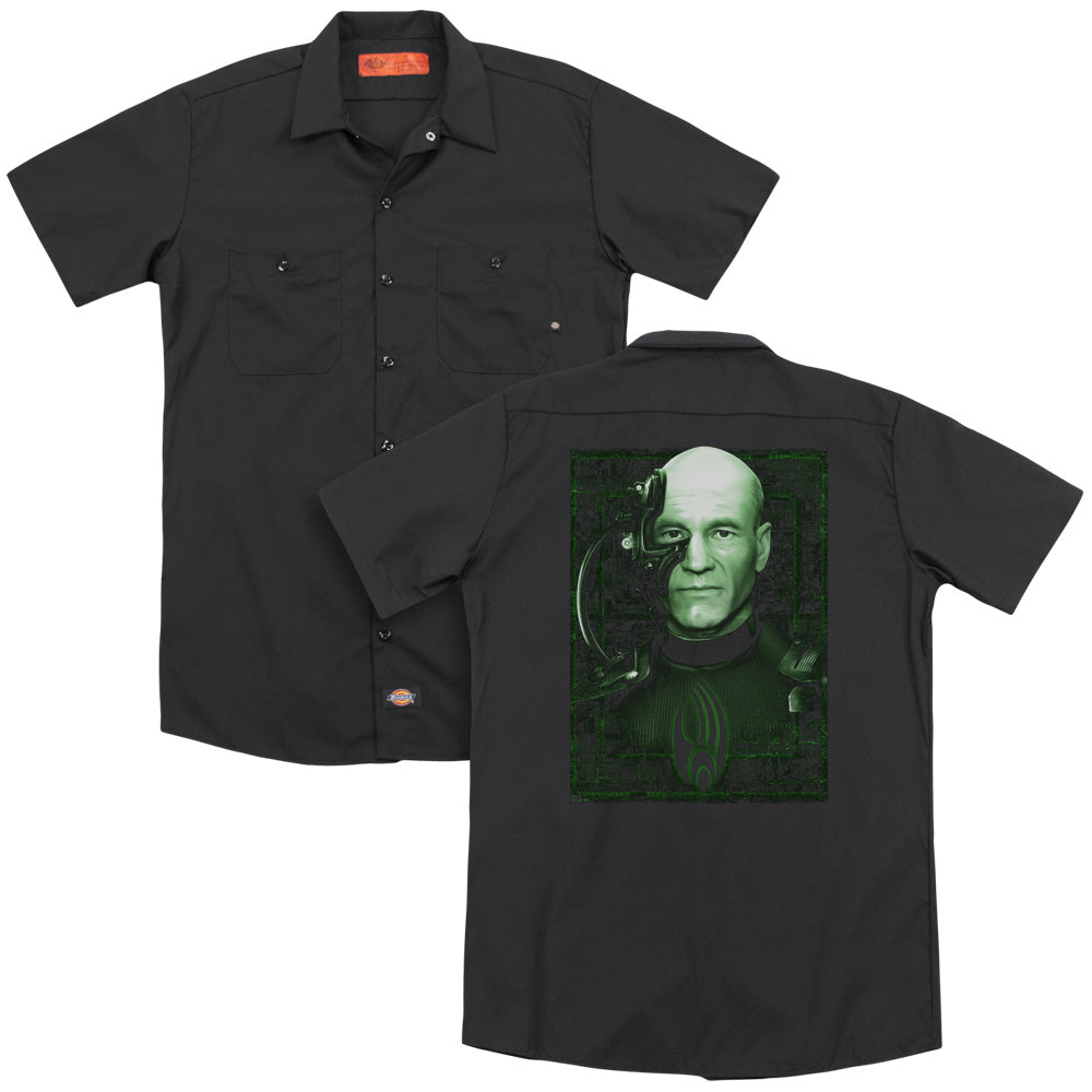 Star Trek/locutus Of Borg (back Print) - Adult Work Shirt - Black
