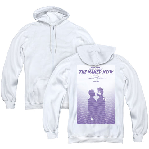 Star Trek/tng Season 1 Episode 3 (back Print) - Adult Zipper Hoodie-white