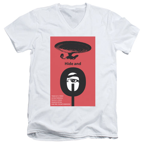 Star Trek/tng Season 1 Episode 10-s/s Adult V-neck 30/1-white