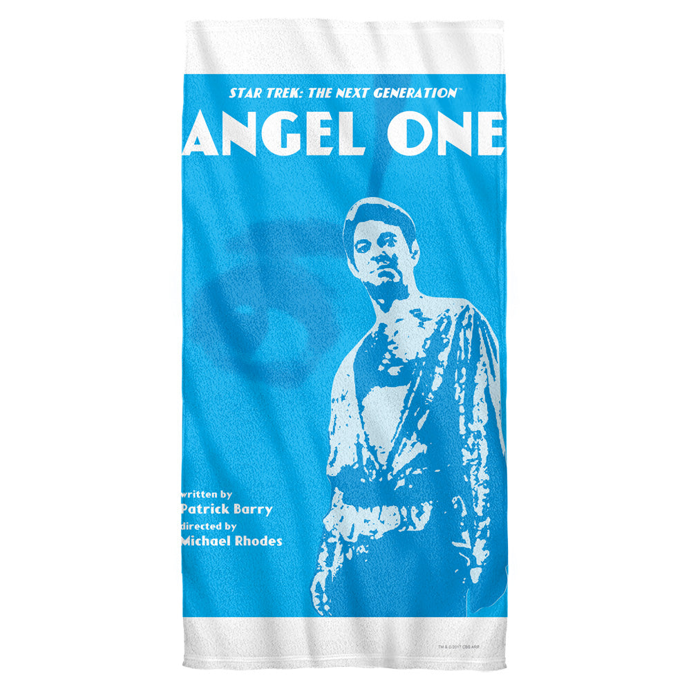 Star Trek/tng Season 1 Episode 14-cotton Front / Poly Back Beach Towel-white