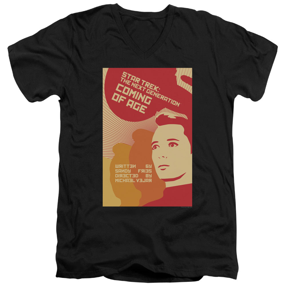 Star Trek/tng Season 1 Episode 19-s/s Adult V-neck 30/1-black