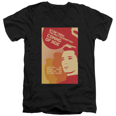 Star Trek/tng Season 1 Episode 19-s/s Adult V-neck 30/1-black