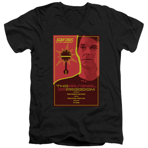 Star Trek/tng Season 1 Episode 21-s/s Adult V-neck 30/1-black