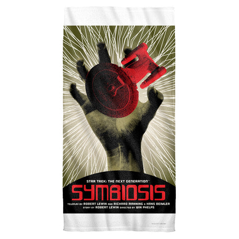 Star Trek/tng Season 1 Episode 22-cotton Front / Poly Back Beach Towel-white