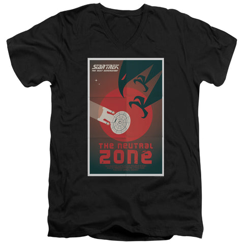 Star Trek/tng Season 1 Episode 26-s/s Adult V-neck 30/1-black
