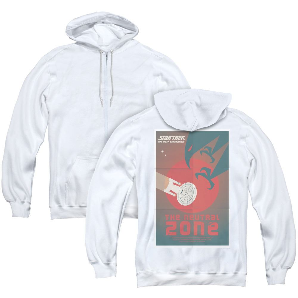 Star Trek/tng Season 1 Episode 26 (back Print) - Adult Zipper Hoodie-white