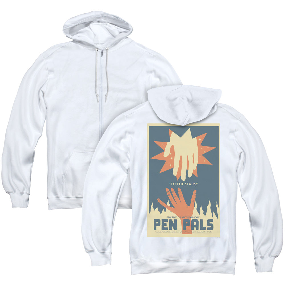 Star Trek/tng Season 2 Episode 15 (back Print) - Adult Zipper Hoodie-white