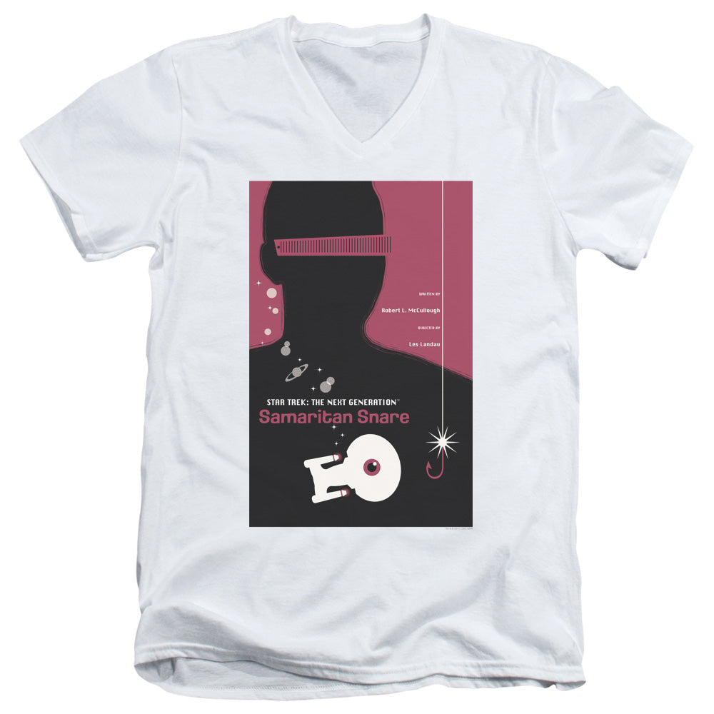 Star Trek/tng Season 2 Episode 17-s/s Adult V-neck 30/1-white