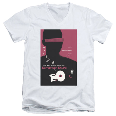 Star Trek/tng Season 2 Episode 17-s/s Adult V-neck 30/1-white