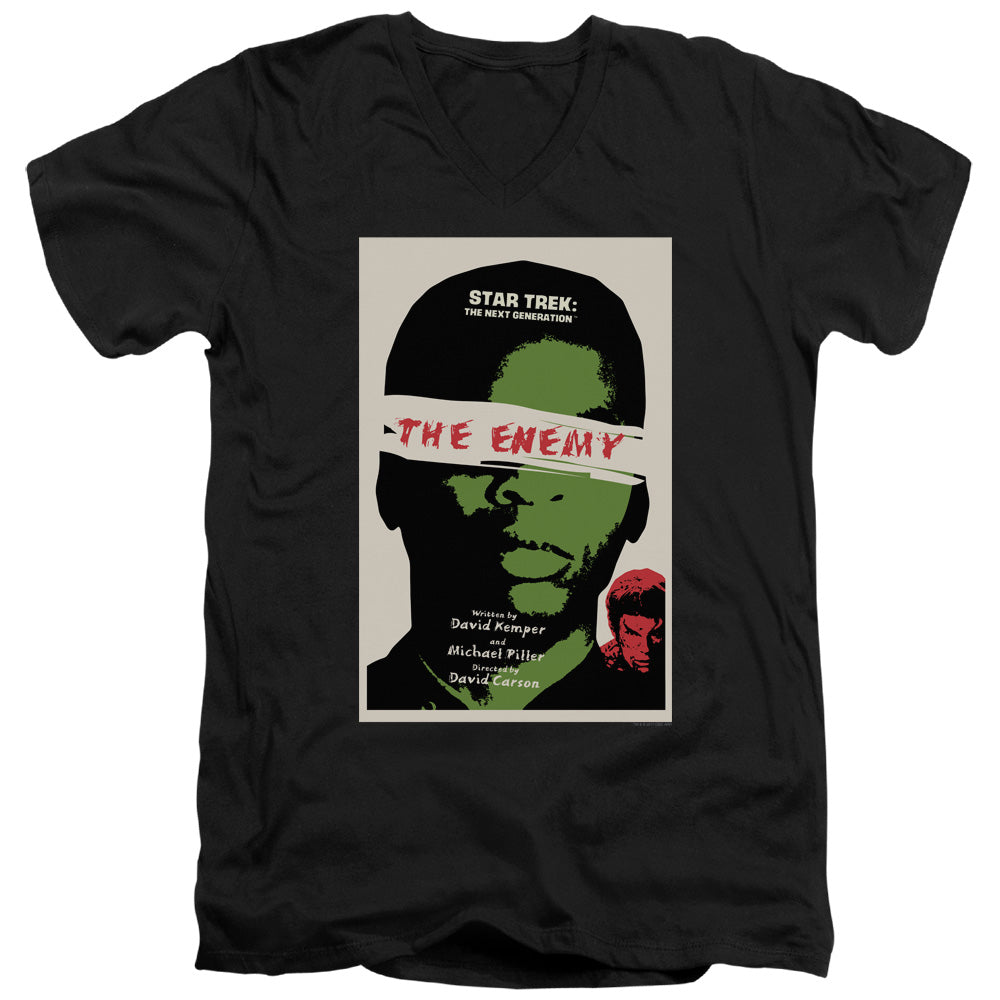 Star Trek/tng Season 3 Episode 7-s/s Adult V-neck 30/1-black