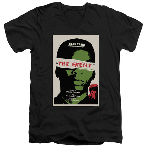Star Trek/tng Season 3 Episode 7-s/s Adult V-neck 30/1-black