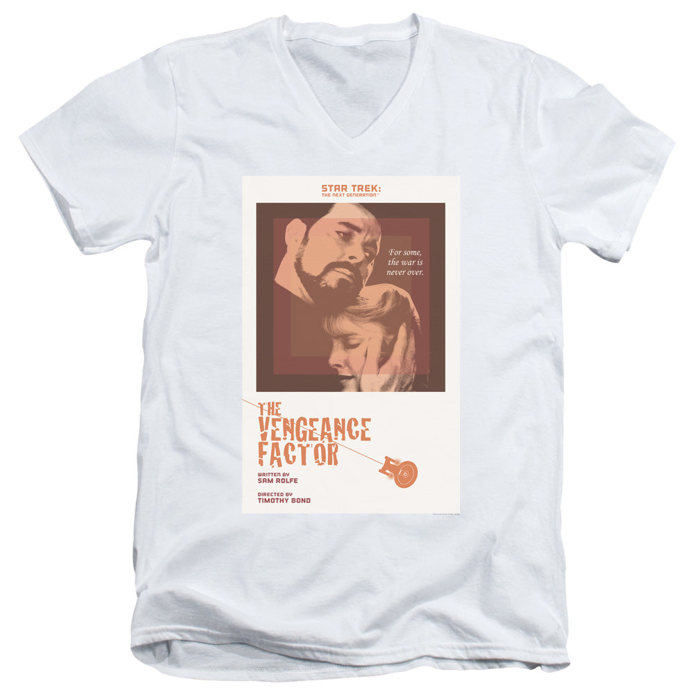 Star Trek/tng Season 3 Episode 9-s/s Adult V-neck 30/1-white