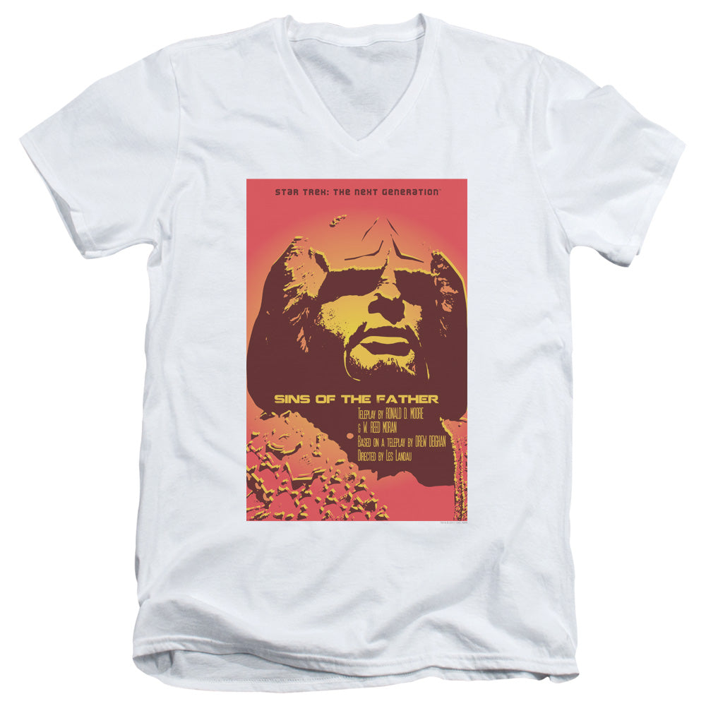 Star Trek/tng Season 3 Episode 17-s/s Adult V-neck 30/1-white